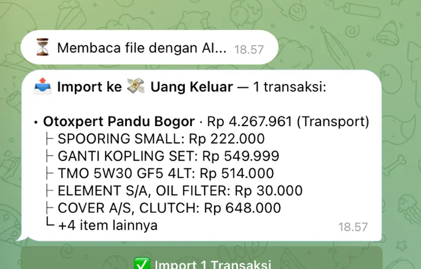 Foto masuk, baris barang keluar